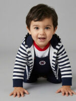 Conjunto Bebe Peto con camiseta y Chaqueta de Rayas Mod. Timonel
