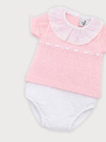 Conjunto Bebe Jersey Punto con Pasacintas y Braguita Mod. Macarena - Imagen 3