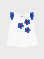 Camiseta Bebe Mangas Volantes Detalle Flores Mod. Brasil - Imagen 2