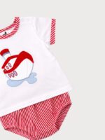 Conjunto Bebe Camiseta con Detalle de Barquito y Braguita a Rayas. - Imagen 4