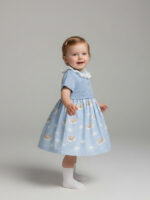 Vestido Bebe Punto Estampado Nubes Mod. Sueños