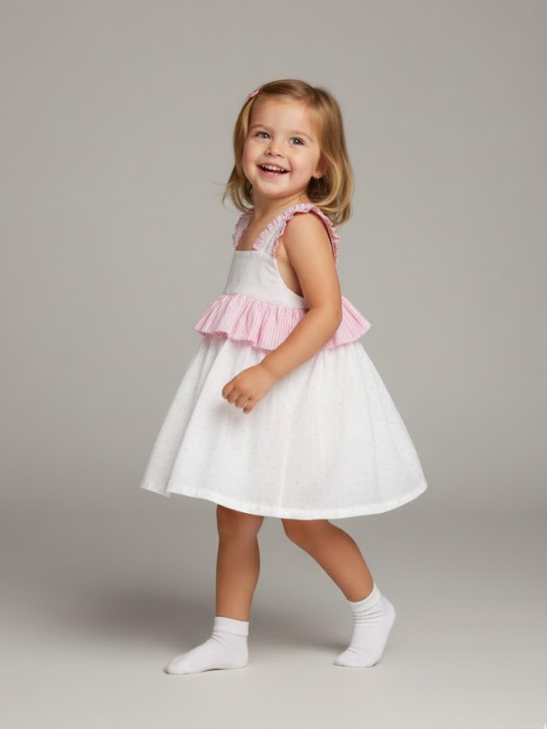 23ve-233 Vestido Bebe Plumety Bicolor de Tirantes - Imagen 1