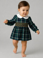 Vestido Bebe Punto Smock Cuadros Mod. Leticia