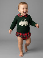 Conjunto Bebe Jersey Punto y Braguita de Cuadros Mod. Escocesa