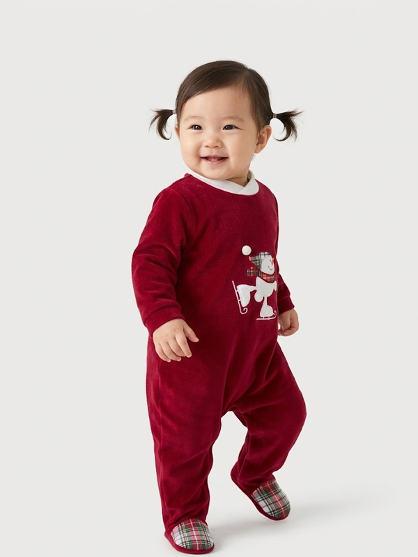 23HA-735 Pelele-Pijama Bebe Tundosado Navidad Mod. Nieve - Imagen 1