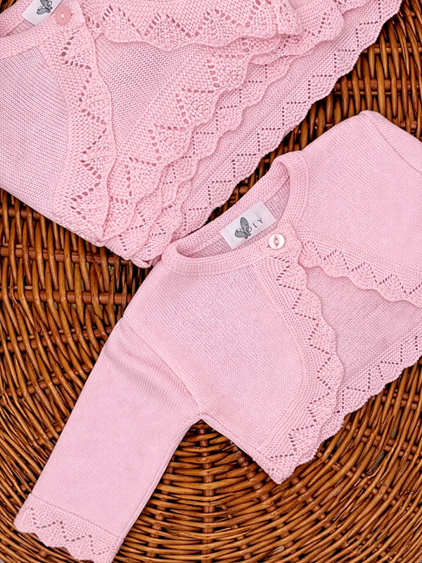 24MA-254 CESTA Bolero Punto Bebe Detalle Blonda - Imagen 1