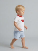Conjunto Camiseta Detalle Cangrejito y Pantalón a Rayas Mod. Tenacitas
