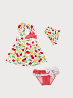 Conjunto Bebe Baño Vestido, Culetin y Bandana Mod. Cerezas - Imagen 2