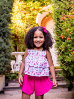 Conjunto Top Tirantes Volantes Estampado Flores con Short Mod. Sofia - Imagen 5