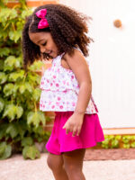 Conjunto Top Tirantes Volantes Estampado Flores con Short Mod. Sofia - Imagen 3