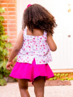 Conjunto Top Tirantes Volantes Estampado Flores con Short Mod. Sofia - Imagen 4