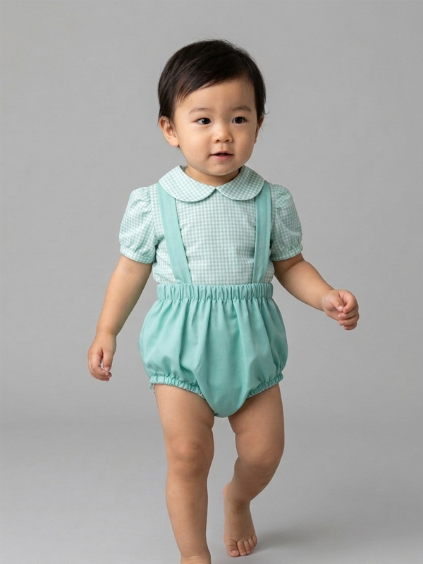 24FD-727 Conjunto Bebe Camisa Vichy con Braguita Mod. Angela - Imagen 1