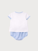 Conjunto Bebe Camiseta con Detalle de Jirafa y Braguita en Vichy - Imagen 5