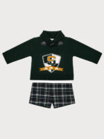 Conjunto Niño Jersey Punto, Blusa con Punto Smock y Pantalón a Cuadros Mod. School - Imagen 2