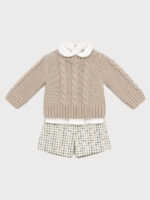 Conjunto Niño Jersey Punto, Blusa con Punto Smock y Pantalón Estampado Mod. Otoño - Imagen 2
