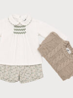 Conjunto Niño Jersey Punto, Blusa con Punto Smock y Pantalón Estampado Mod. Otoño - Imagen 3