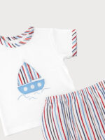 Conjunto Bebe Algodón Camiseta y Braguita a Rayas Mod. Ibiza - Imagen 3