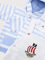 Conjunto Bebe Chaqueta y Camiseta a Rayas con Peto Mod. Carabela - Imagen 4