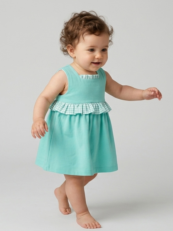 25DU-07 Vestido Bebe Estampado Mod. Vichy - Imagen 1